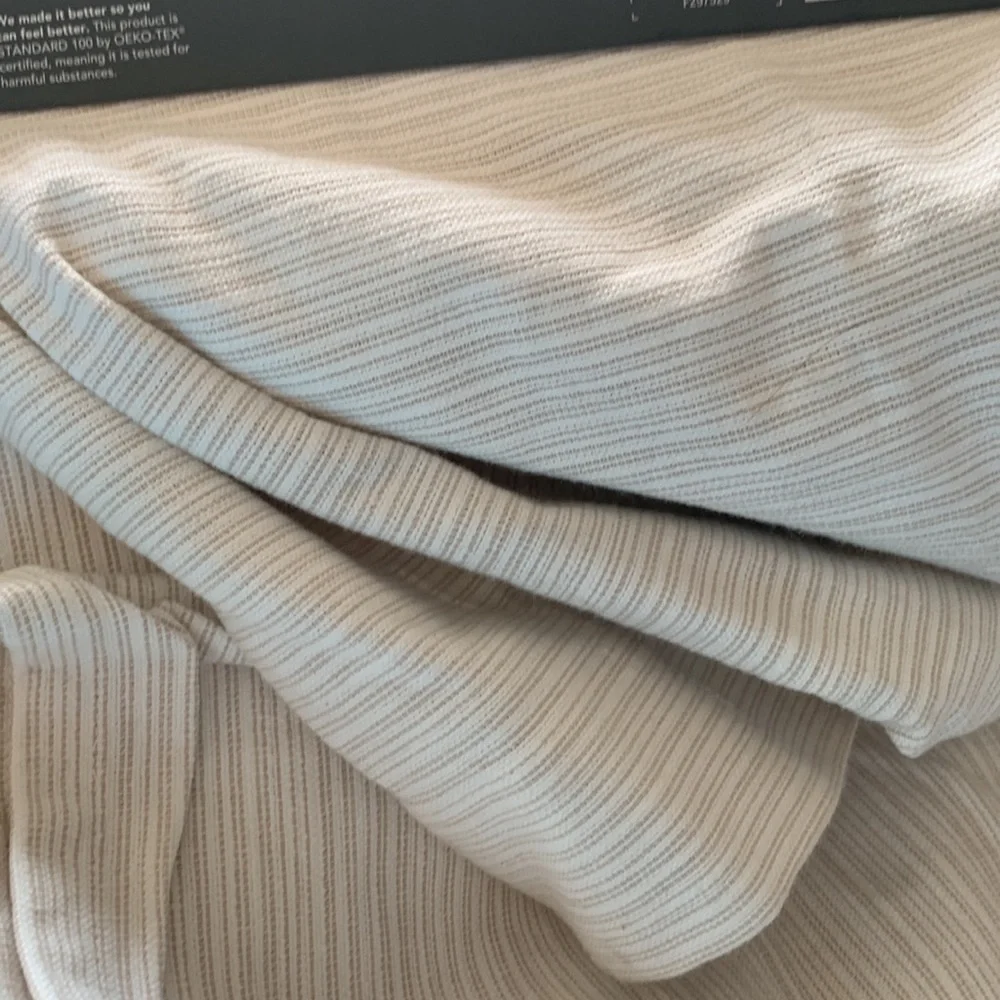 Threshold Subtle Striped Textured Shower Curtain Off-White/Cream